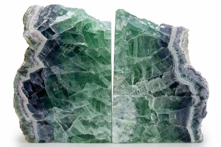 Polished Purple and Green Fluorite Bookends - Mexico #301725